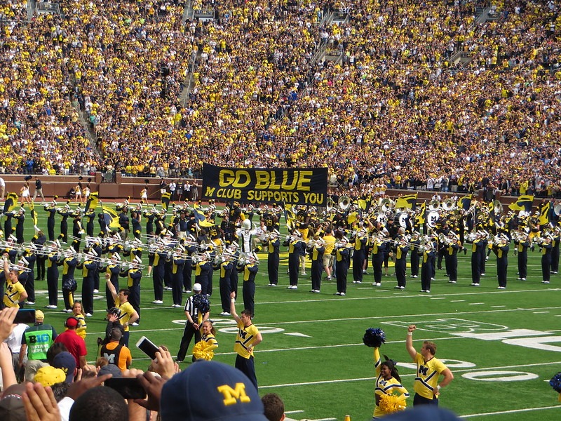 Michigan's big house. College football parlay predictions.